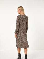 Roman Black Petite Plisse Animal Frill Dress - Image 4 of 6