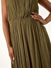 Roman Green Petite Crush Pleat Midi Dress - Image 6 of 6