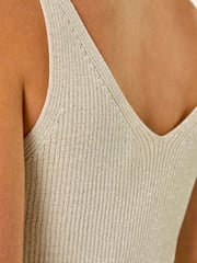 Roman Natural Ribbed Shimmer Knit Vest - Image 7 of 7