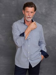 The Savile Row Company Blue 100% Cotton Stripe Classic Fit Smart Casual Shirt - Image 3 of 7