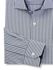 The Savile Row Company Blue 100% Cotton Stripe Classic Fit Smart Casual Shirt - Image 6 of 7