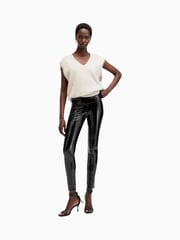 AllSaints Black Cora Shine Leggings - Image 4 of 7