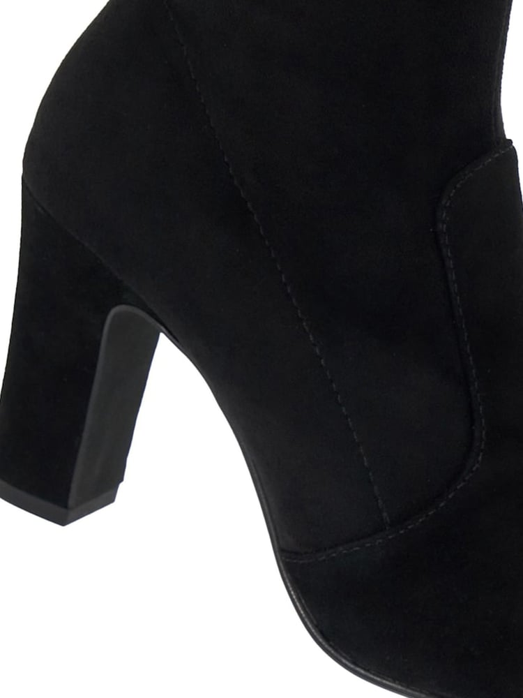 Dune London Black Wide Fit Optilly Block Heel Sock Boots - Image 6 of 6