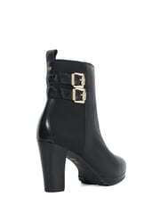 Dune London Black Oreanix Double Buckle Block Heel Boots - Image 4 of 6