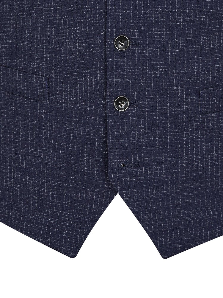 Skopes Blue Tailored Fit Hepworth Check Suit Waistcoat - Image 5 of 5