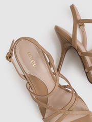 Reiss Neutral Elise Leather Strappy Stiletto Sandals - Image 4 of 5