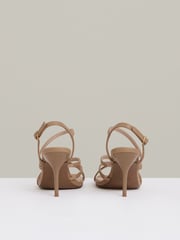 Reiss Neutral Elise Leather Strappy Stiletto Sandals - Image 5 of 5