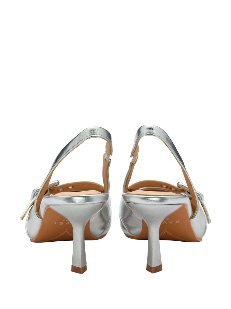 Ravel Silver Pointed-Toe Slingback Court Shoes - Image 2 of 4