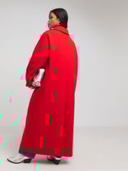 Simply Be Red Faux Fur Wool Maxi Coat - Image 2 of 4