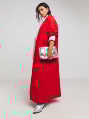 Simply Be Red Faux Fur Wool Maxi Coat - Image 3 of 4
