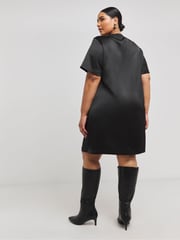 Simply Be Black Satin T-Shirt Dress - Image 2 of 4