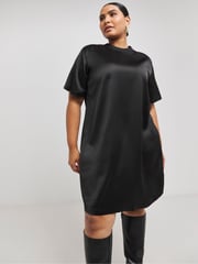Simply Be Black Satin T-Shirt Dress - Image 4 of 4