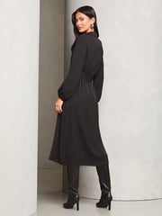 Lipsy Black Midi Long Sleeve Button Through Shirt Dress - Image 3 of 3