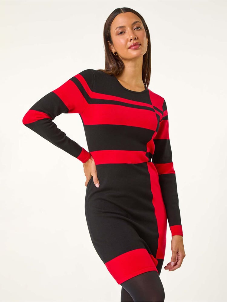 Roman Red Colourblock Knit Dress - Image 2 of 5