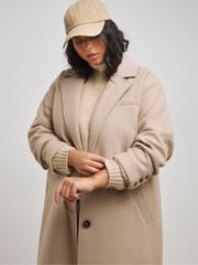 Simply Be Natural Faux Fur Wool Maxi Coat - Image 3 of 4