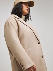 Simply Be Natural Faux Fur Wool Maxi Coat - Image 4 of 4