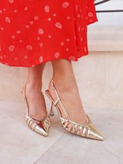 Linzi Gold Alias Cut Out Slingback Court Heels - Image 1 of 5