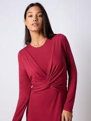Ro&Zo Red Berry Jersey Twist Detail Dress - Image 2 of 4
