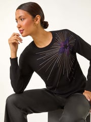 Roman Black Starburst Hotfix Embellished Jumper - Image 1 of 5