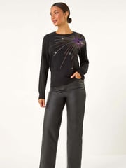 Roman Black Starburst Hotfix Embellished Jumper - Image 2 of 5