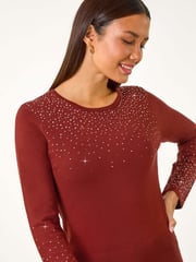 Roman Orange Hotfix Embellished Sleeve Knit Jumper - Image 1 of 5