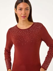 Roman Orange Hotfix Embellished Sleeve Knit Jumper - Image 3 of 5