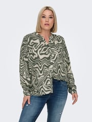 ONLY Curve Green Printed Button Through Blouse - Image 4 of 7