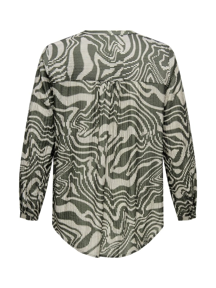 ONLY Curve Green Printed Button Through Blouse - Image 7 of 7