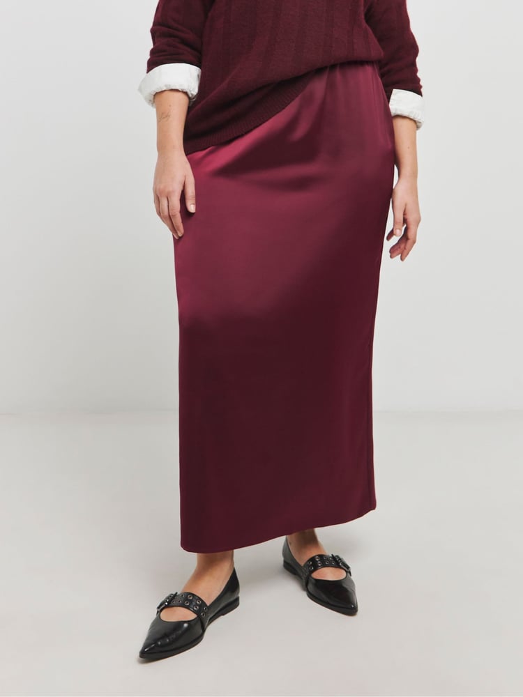 Simply Be Red Satin Maxi Skirt - Image 2 of 5