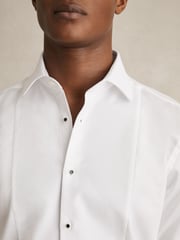 Reiss White Marcel Regular Fit Slim Fit Cotton Marcella Tuxedo Shirt - Image 7 of 9