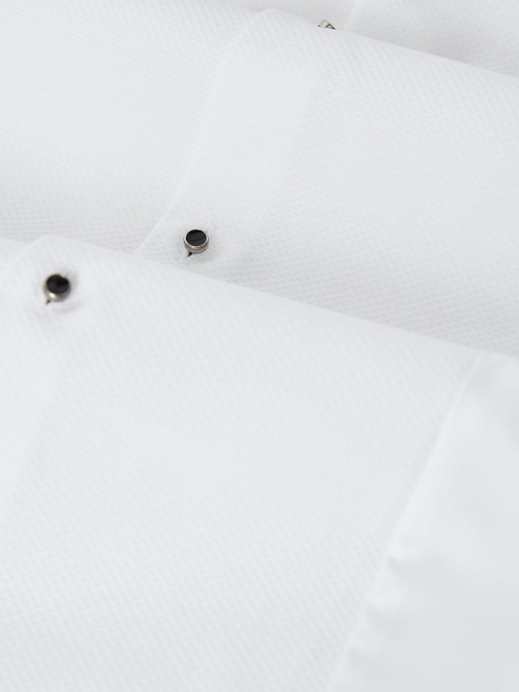 Reiss White Marcel Regular Fit Slim Fit Cotton Marcella Tuxedo Shirt - Image 9 of 9