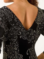 Roman Black Paisley Print Velvet Shift Dress - Image 6 of 6