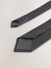 Grey Wide Silk Tie With Tie Clip - Image 3 of 3
