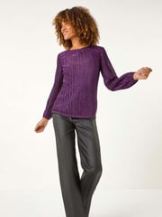 Roman Purple Shimmer Plisse Pleated Top - Image 1 of 5