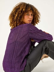 Roman Purple Shimmer Plisse Pleated Top - Image 2 of 5