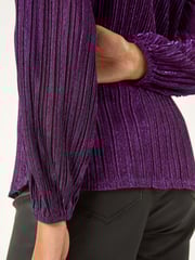 Roman Purple Shimmer Plisse Pleated Top - Image 5 of 5