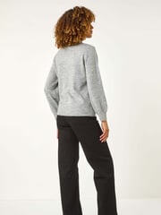 Roman Grey Faux Pearl Collar Jumper - Image 3 of 5