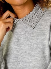 Roman Grey Faux Pearl Collar Jumper - Image 5 of 5