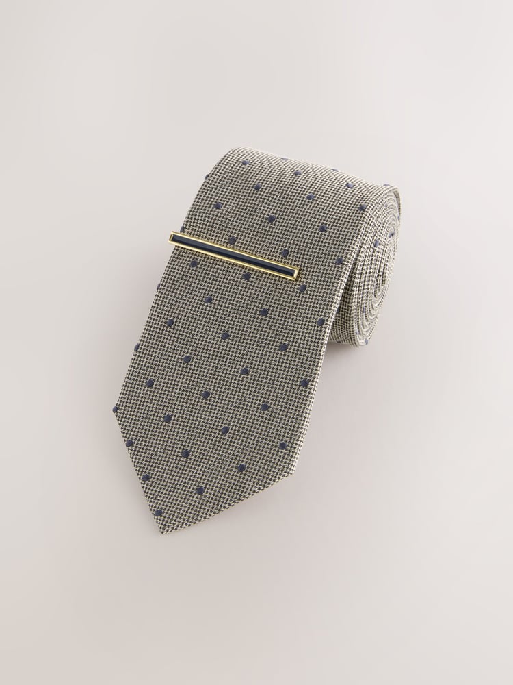 Neutral Polka Dot Tie - Image 1 of 3