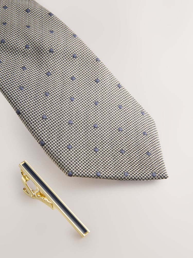 Neutral Polka Dot Tie - Image 2 of 3
