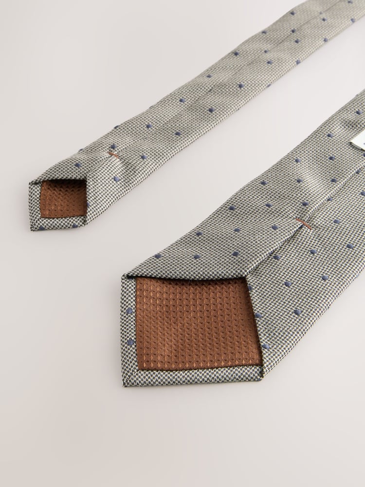 Neutral Polka Dot Tie - Image 3 of 3
