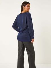 Roman Blue Relaxed Shimmer Jumper - Image 4 of 6