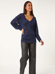 Roman Blue Relaxed Shimmer Jumper - Image 5 of 6