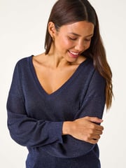 Roman Blue Relaxed Shimmer Jumper - Image 6 of 6