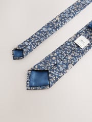 Navy Floral Print Tie - Image 3 of 3