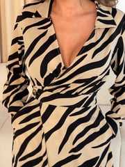 Girl In Mind Brown Samantha Zebra Wrap Over Maxi Dress - Image 5 of 6