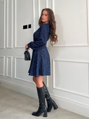 Girl In Mind Blue Tammy Long Sleeve Skater Mini Dress - Image 3 of 6