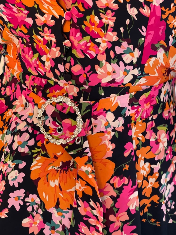 Girl In Mind Black Holland Floral Placement Print Mini Dress - Image 5 of 5