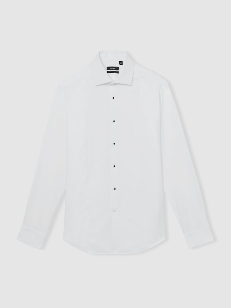 Reiss White Marcel Cotton Slim-Fit Dinner Shirt - Image 2 of 6