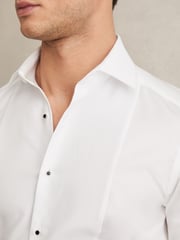 Reiss White Marcel Cotton Slim-Fit Dinner Shirt - Image 4 of 6